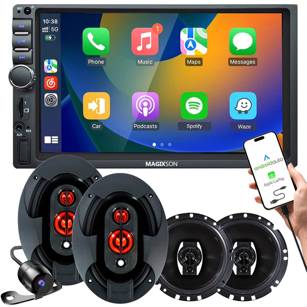 Combo Stereo Pantalla Carplay AndroidAuto 4 Parlantes Camara