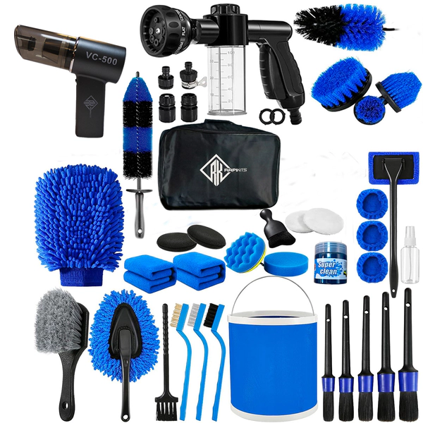 Kit Limpieza Autos 42pza Pistola Espuma Aspiradora Sopladora