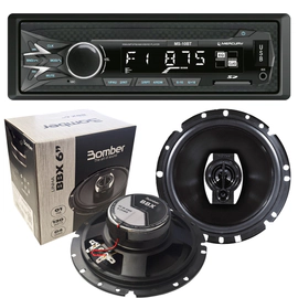 Combo Reproductor Mercury * 1 Din Ms-10Bt + Parlantes Bomber Bbx 6"