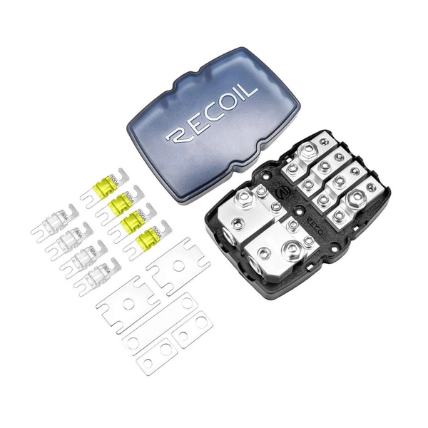 Portafusible Con Bloque Distribuidor 2x 0/2/4 Ga A 4x 4/8 Ga