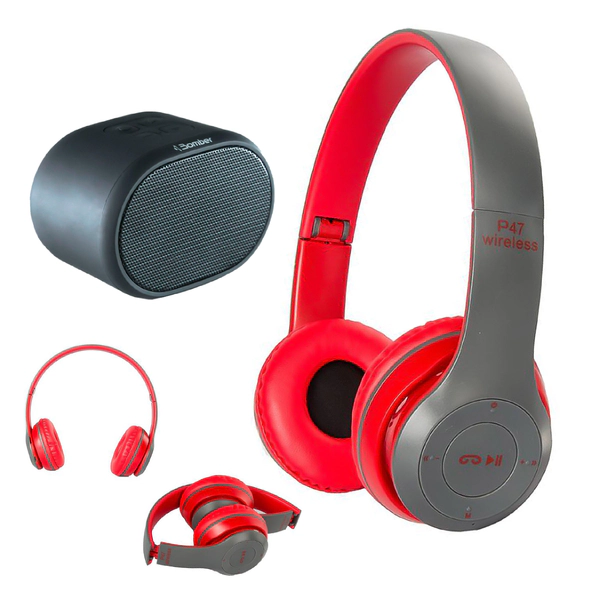 COMBO AURICULARES MYP P47 BLUETOOTH ROJO + PARLANTE PORTATIL MY BOMBER 2 BLUETOO