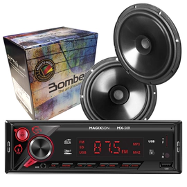 Combo Estereo Auto Led Bluetooth 1 Din Parlantes 6 Pulgadas