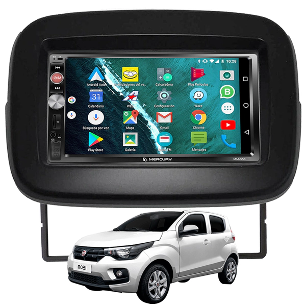 COMBO REPRODUCTOR MERCURY + MARCO ADAPTADOR PERMAK FIAT MOBI NEGRO 8273