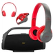COMBO PARLANTE MYP PORTATIL BS 218 NEGRO + AURICULARES MYP P47 BLUETOOTH ROJO