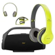 COMBO PARLANTE MYP PORTATIL BS 218 NEGRO + AURICULARES MYP P47 BLUETOOTH VERDE