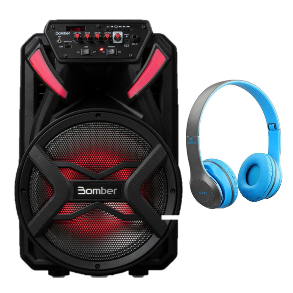 Parlante Portatil Bafle Bluetooh Bomber + Auriculares