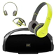 COMBO PARLANTE PORTATIL BS 888 NEGRO + AURICULARES MYP P47 BLUETOOTH VERDE