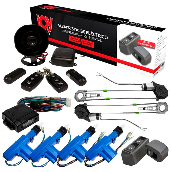 COMBO ALARMA JOY 955 + CIERRE CENTRALIZADO UNIVERSAL JOY + KIT ALZACRISTALES ELÉ