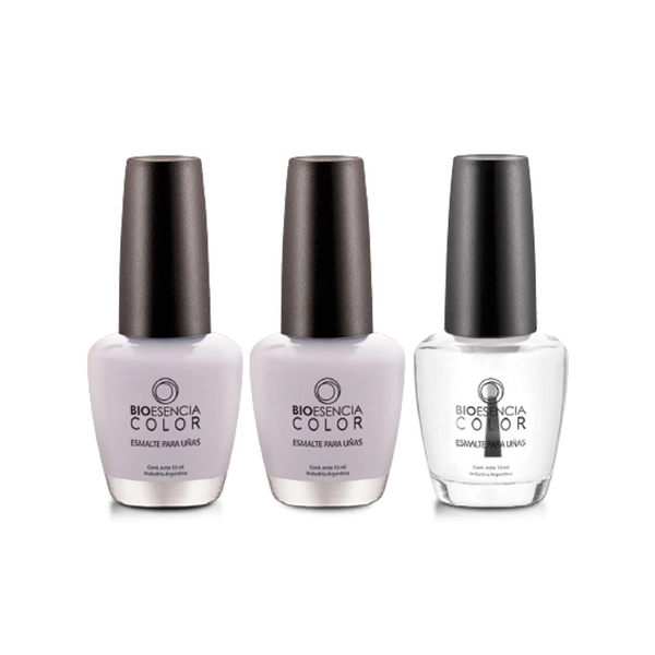 Francesita clásica: esmalte cremoso blanco en gel + esmalte via lactea + brillo