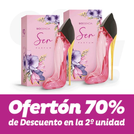Dos perfumes Ser y llevá la 2da unidad con 70% descuento