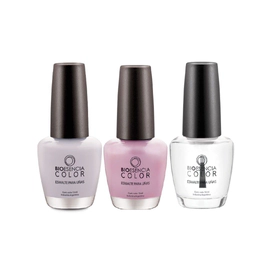 Esmalte rosa love + esmalte blanco + brillo translúcido