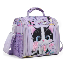 Lunchera Térmica Chimola Cat Gatito Lila Escolar