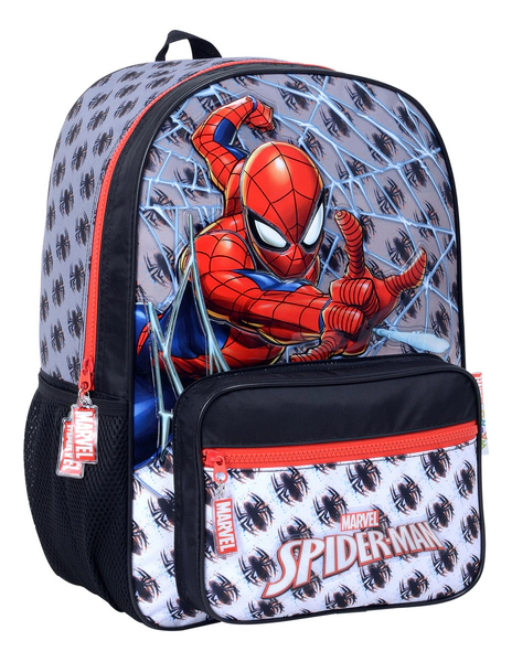 Mochila Escolar Espalda 16 Pulgadas Spiderman Arañas Wabro Azul Geométrico