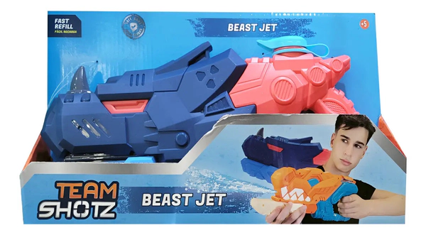Pistola De Agua Beast Jet Dinosaurio 35cm Team Shotz