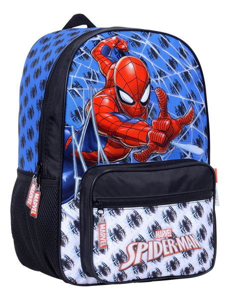 Mochila Escolar Espalda 16 Pulgadas Spiderman Arañas Wabro Azul Geométrico