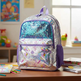 Mochila Escolar Lentejuelas Metalizada De Espalda 17' Zaphir