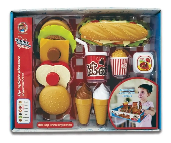 Set De Comidita De Juguete Hamburguesa Helados 18 Piezas
