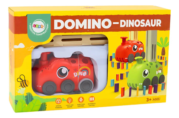 Tren Dinosaurio Domino Con Luz Arma El Camino Con Ladrillos