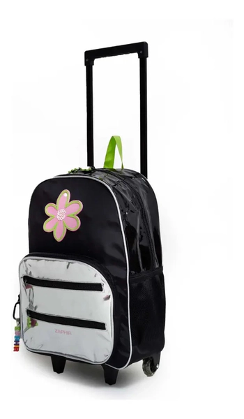 Mochila De 17 Carro Con Flor, Glitter Y Metalizada Zaphir