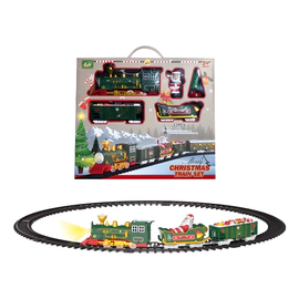 Tren A Pilas Navideño Con Santa Y Vías Incluidas 13 Pzas