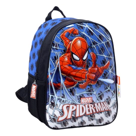Mochila Escolar Espalda 12 Pulgadas Spiderman Arañas Azul Geométrico