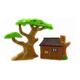 Set Animalitos De Juguete Con Cabaña Tipo Playmobil