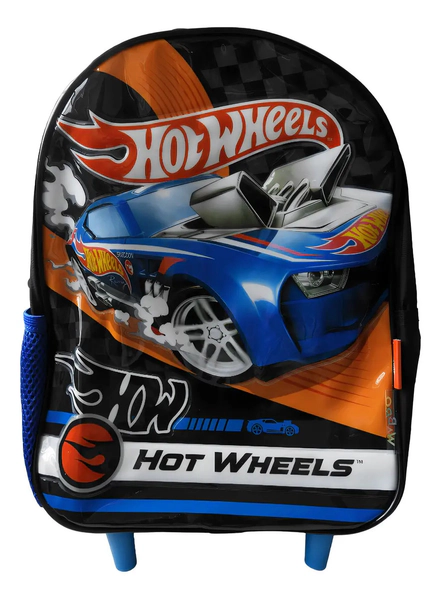 Mochila Escolar Con Carro Hot Wheels Escudería 12 Surtido
