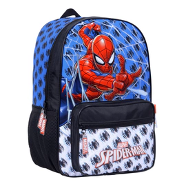 Mochila Escolar Espalda 16 Pulgadas Spiderman Arañas Wabro Azul Geométrico