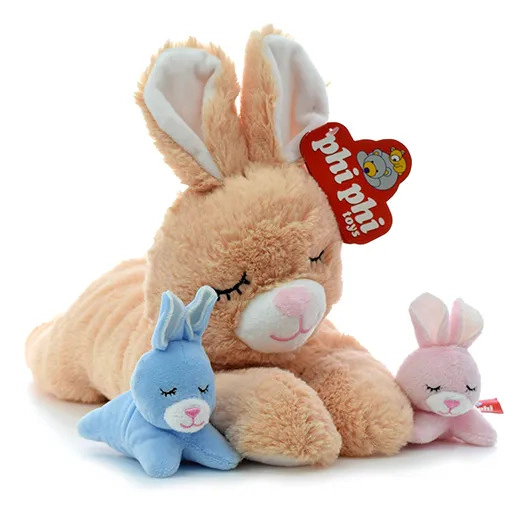 Peluche Mamá Conejo Con 2 Hijos Suave 38cm Phi Phi Toys