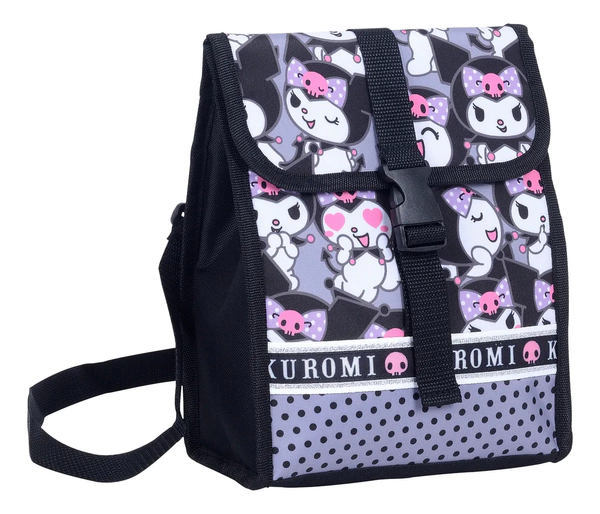 Lunchera Térmica Kuromi Escolar Ajustable Caritas Wabro Negro