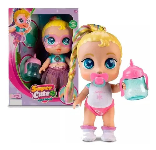 Super Cute Regi Glitzy Cool Muñeca Con Mamadera Luz Y Sonido