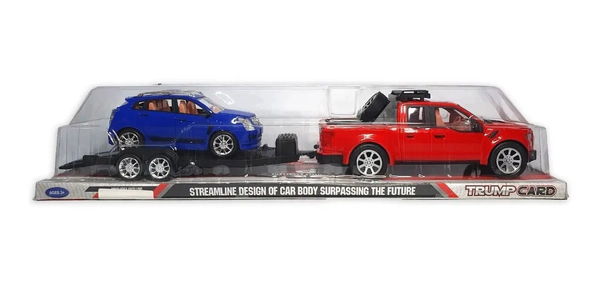 2 Vehiculos A Friccion Camioneta Trailer Pickup Track C