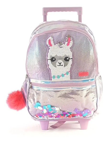 Mochila Kooshi Lentejuelas Llama Confeti Carro 17 Pulgadas