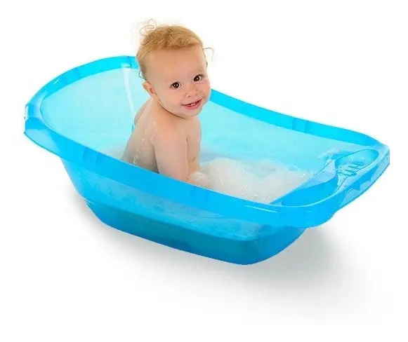 Bañera 25 Litros Azul Bebes Traslucida Original Ok Baby