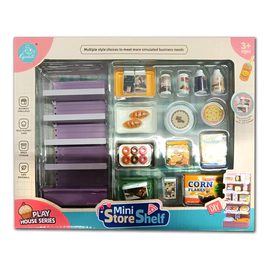 Mini Store Shelf Góndola Juguete 21 Piezas Estante Miniatura