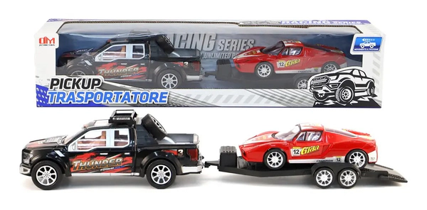 Camioneta Pickup Urbana Fricción Con Auto De Carrera