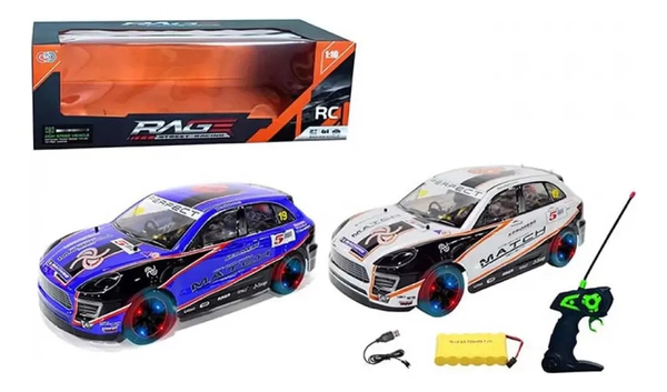 Auto 1:10 De Carrera A Control Remoto Con Batería Recargable Blanco Auto