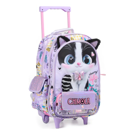 Mochila Escolar Con Carro Escolar 18'' Cat Gatito Chimola