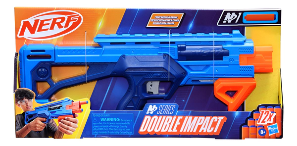 Lanzador De Dardos Nerf N Series Double Impact - Hasbro Color Azul Y Naranja