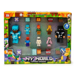 Figuras Muñecos Magneticos My World Tipo Minecraft 18 Piezas