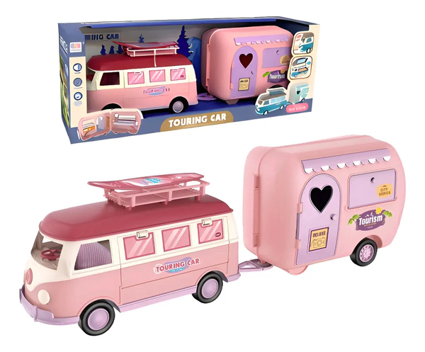 Casa Rodante Autobus Caravana Rosa Con Luz Y Sonido