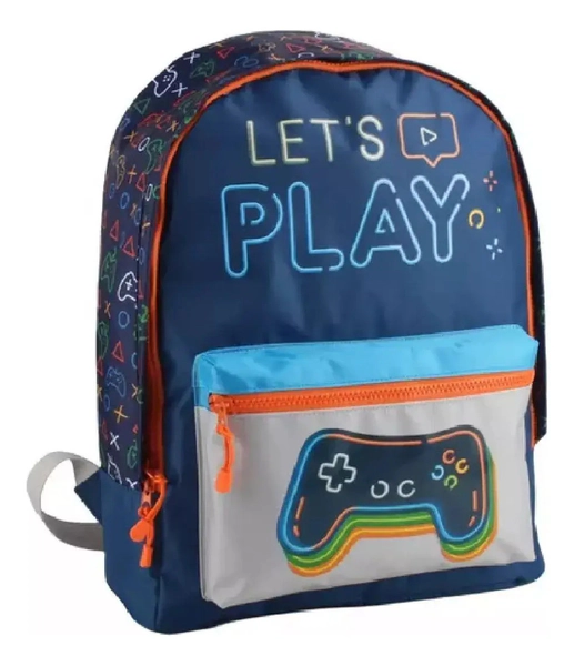 Mochila Escolar Gamer Joystick Azul Niño Resistente 17 ''