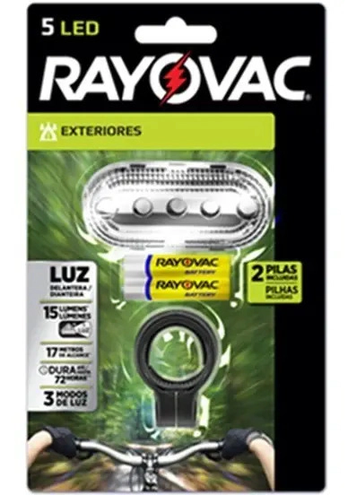 Luz De Bicicleta Delantera Rayovac 5 Led 15 Lumens + Pilas