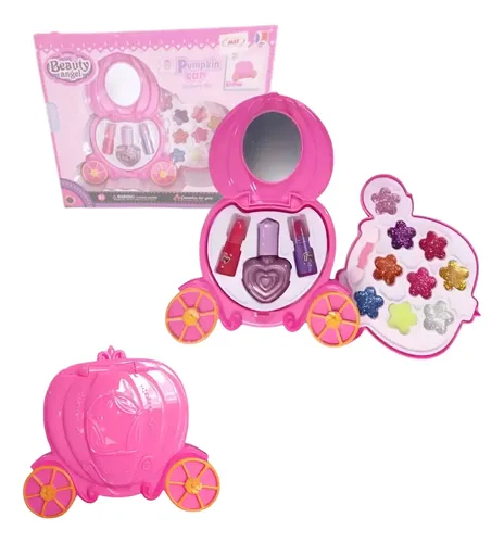 Set De Maquillaje Infantil Beauty Carroza Rosa Con Labiales