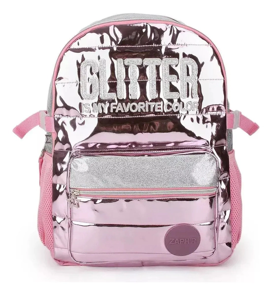 Mochila Escolar Porta Notebook Con Glitter 18 Pulgadas