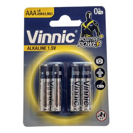 Pilas Aaa Alcalinas Vinnic Blister Cerrado X 4 Unidades Bp4