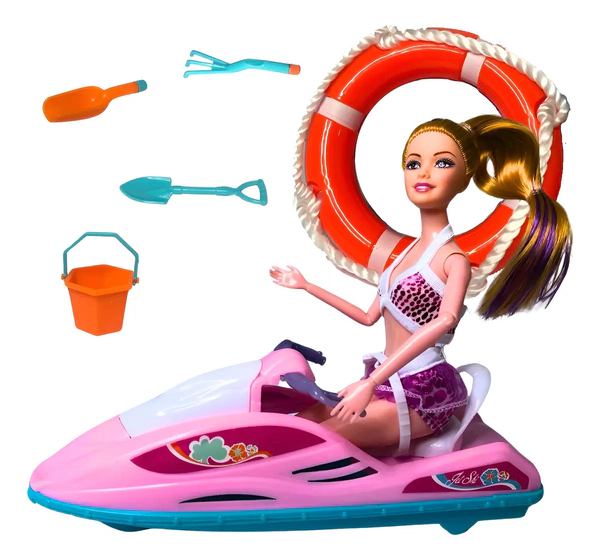 Muñeca Paloma Articulada Con Jet Sky Salvavidas C