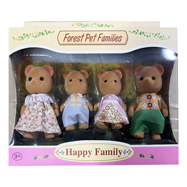 Muñecos X4 Animales Forest Pets Familia Osos Marron