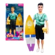 Muñeco Simil Ken Articulado 30 Cm Con Tabla De Surf Y Perro