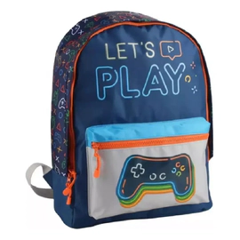 Mochila Escolar Gamer Joystick Azul Niño Resistente 17 ''